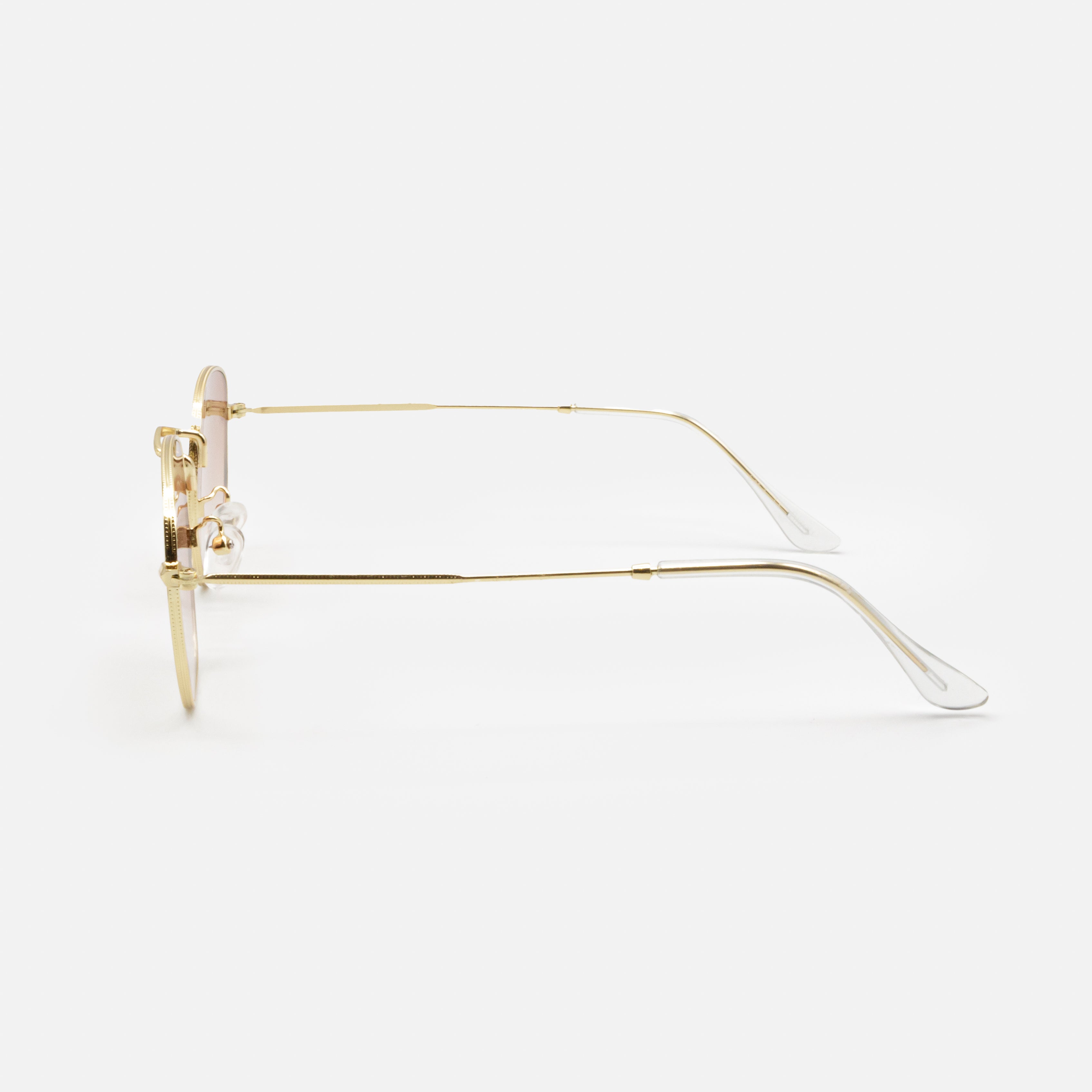 Gold sunglasses with pink lenses