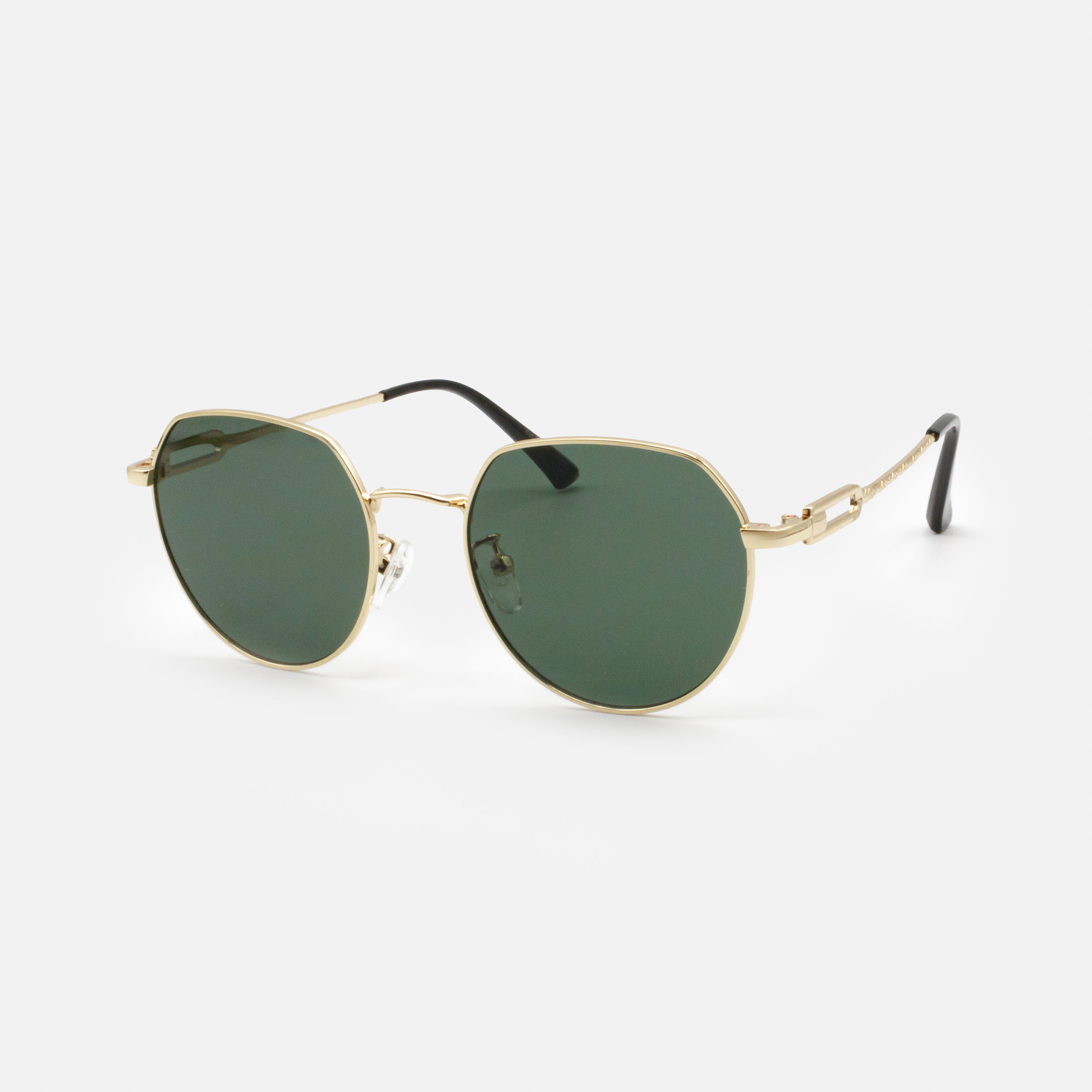 Gold sunglasses with green lenses