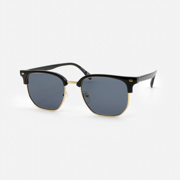 Lunettes de soleil noires et dorées avec verres noirs