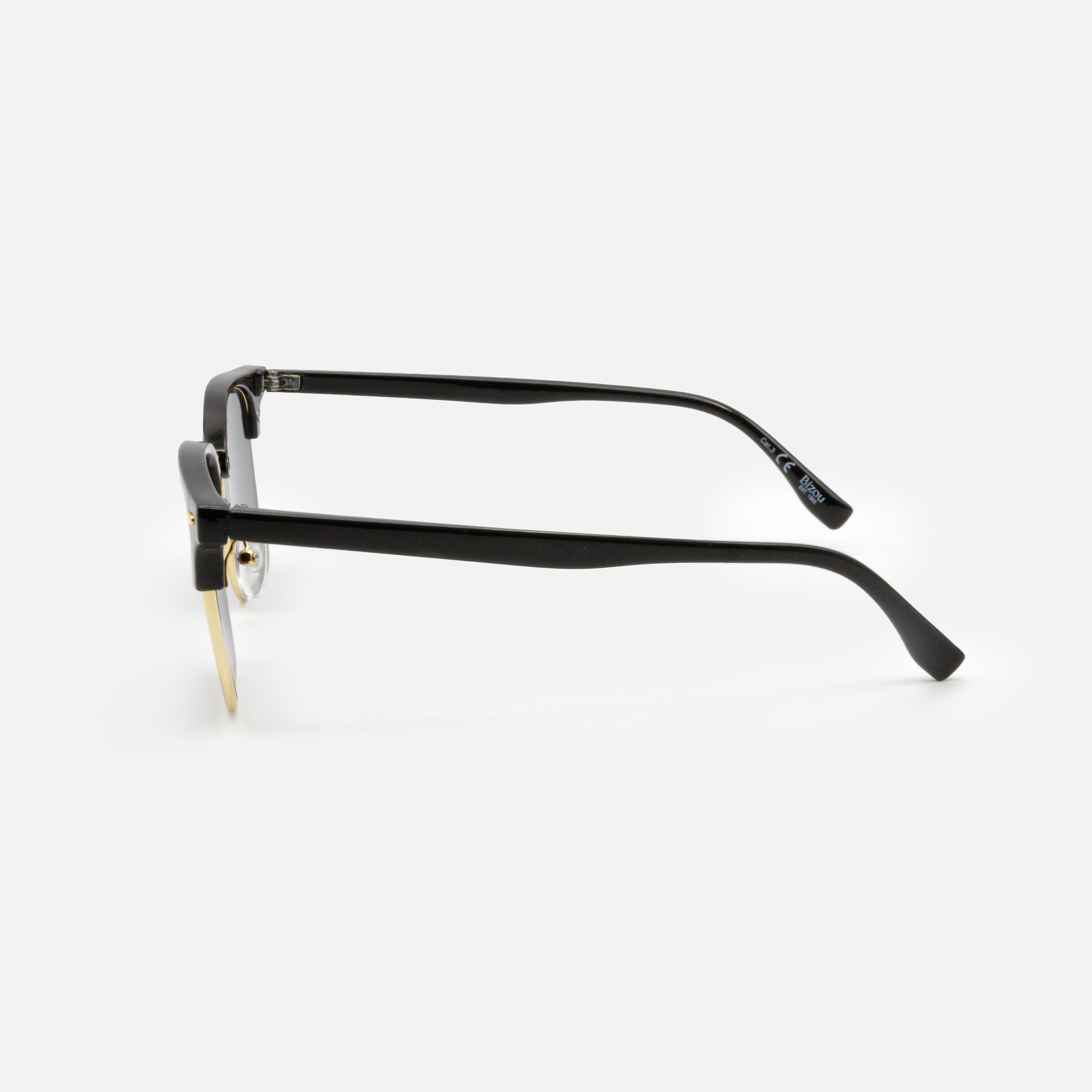 Lunettes de soleil noires et dorées avec verres noirs