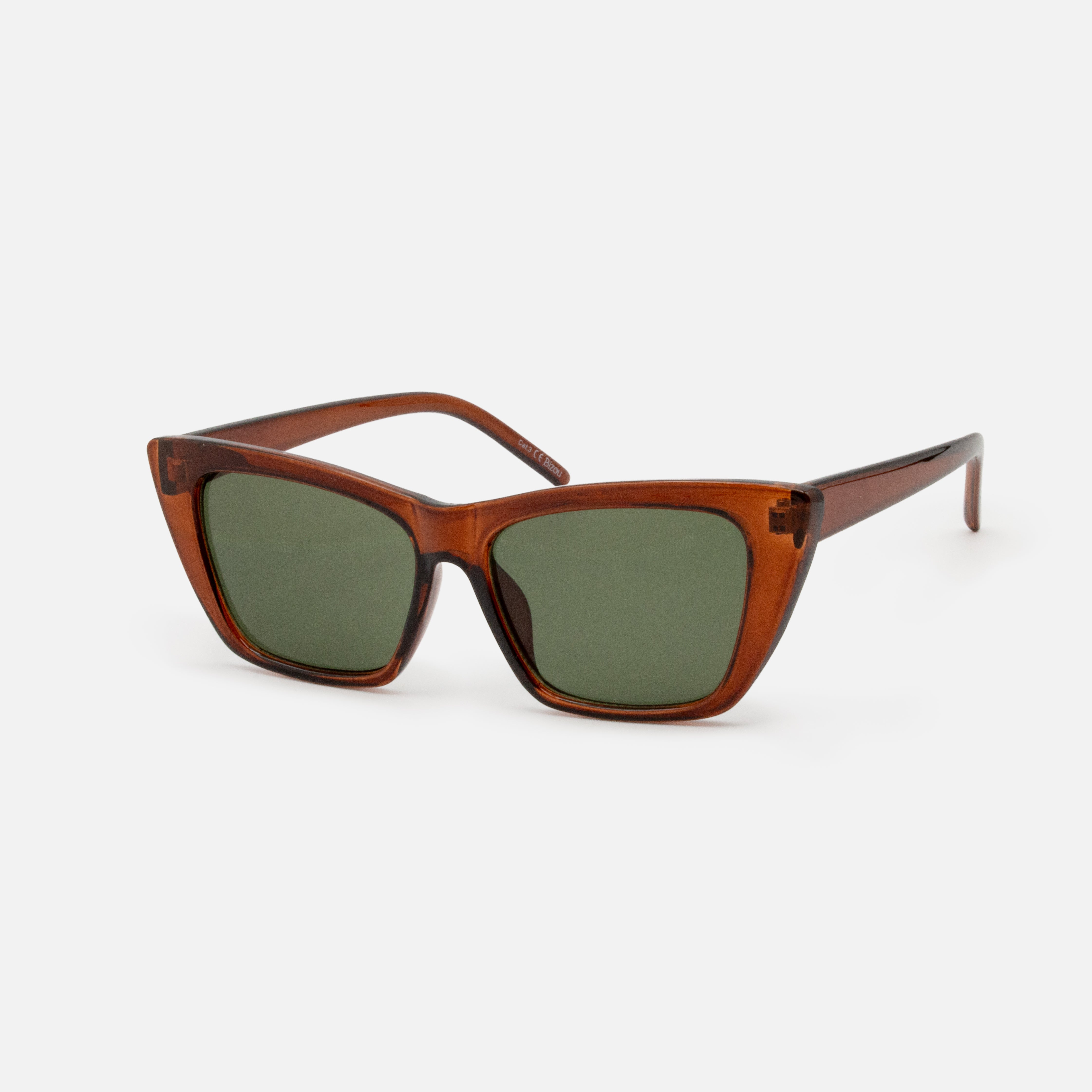 Translucent Brown Rectangular Cat Eye Sunglasses