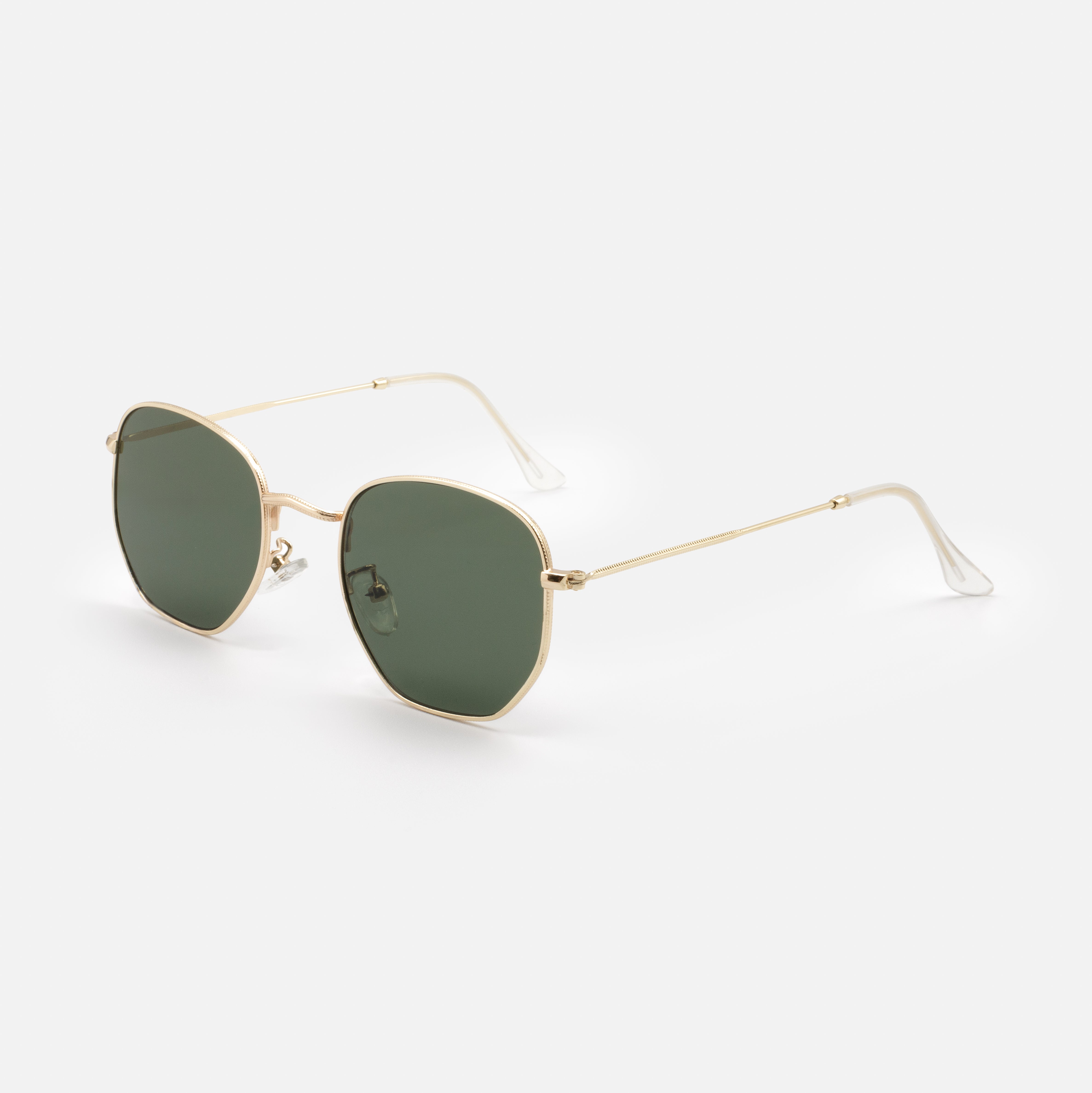Gold sunglasses with green lenses