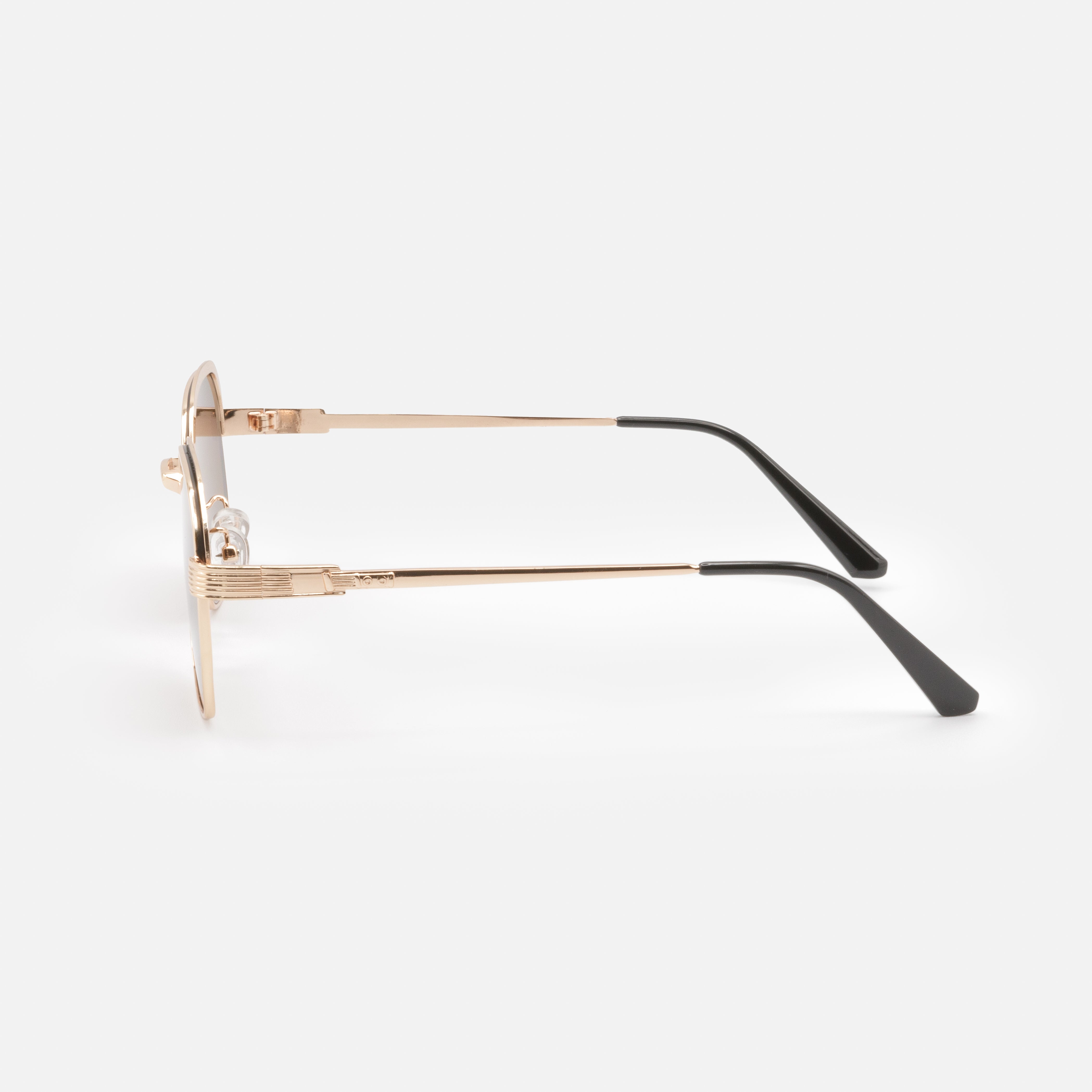 Black and gold sunglasses with brown lenses