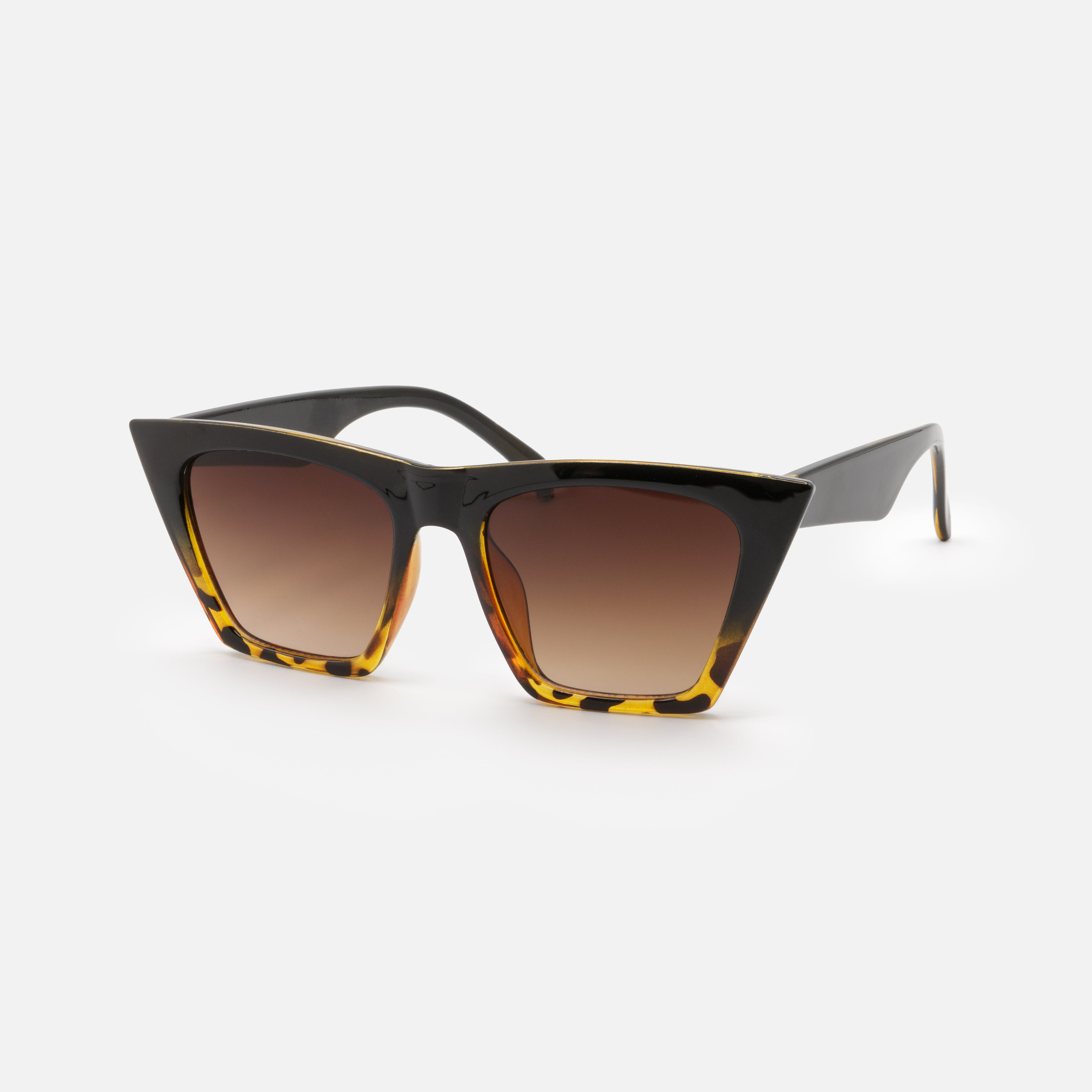 Black and tortoiseshell sunglasses with brown lenses