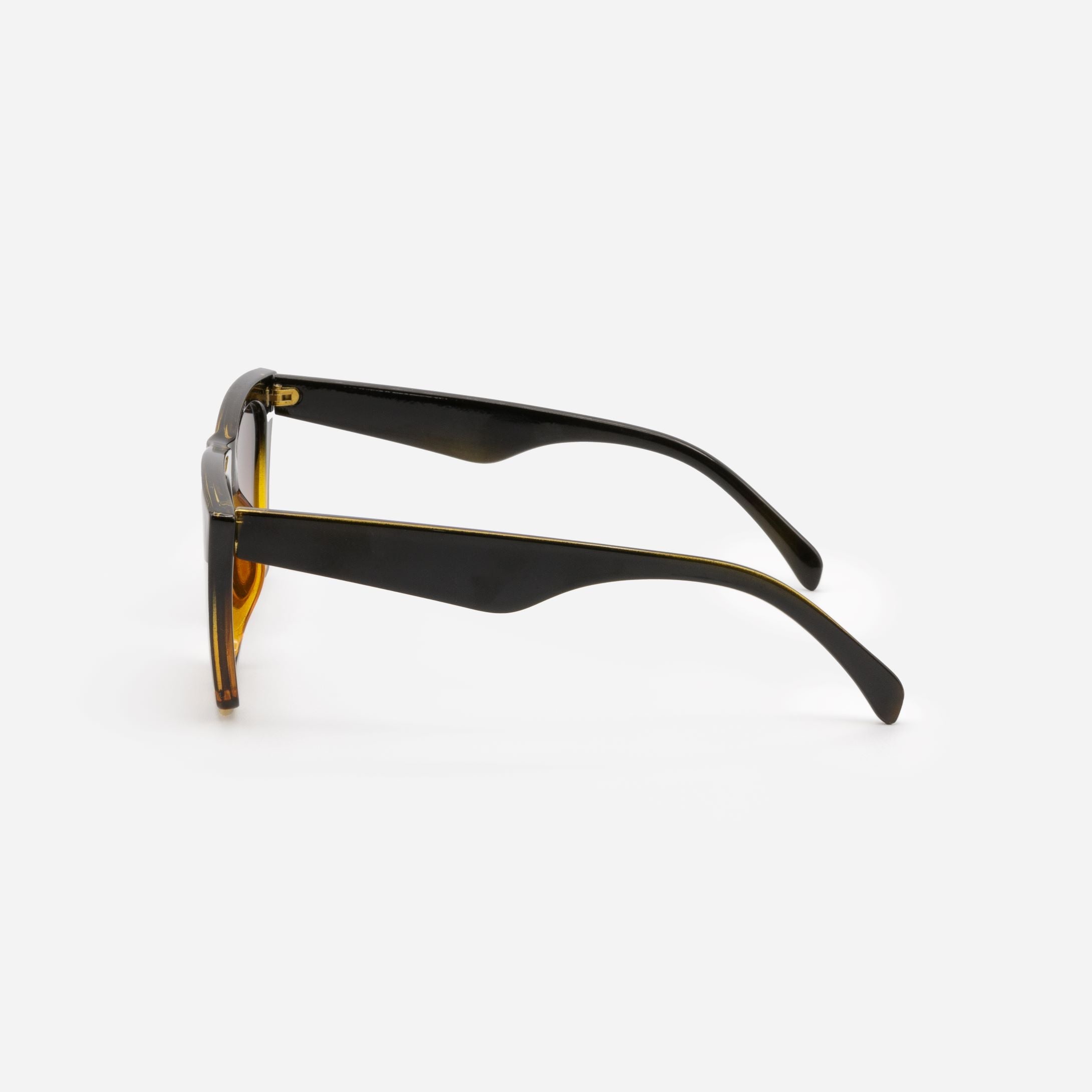 Black and tortoiseshell sunglasses with brown lenses