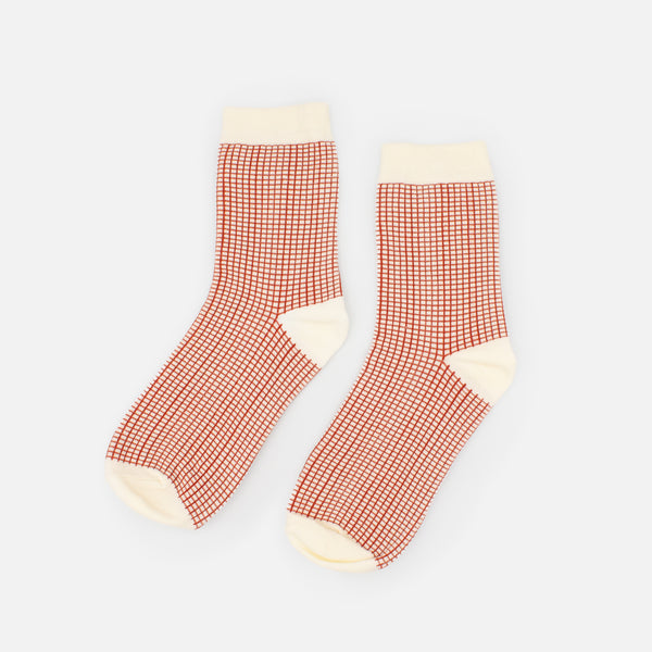 Load image into Gallery viewer, White stockings with red grid
