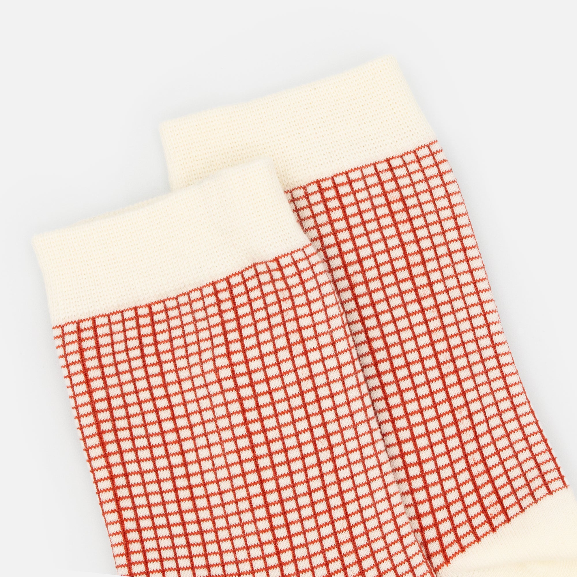 White stockings with red grid