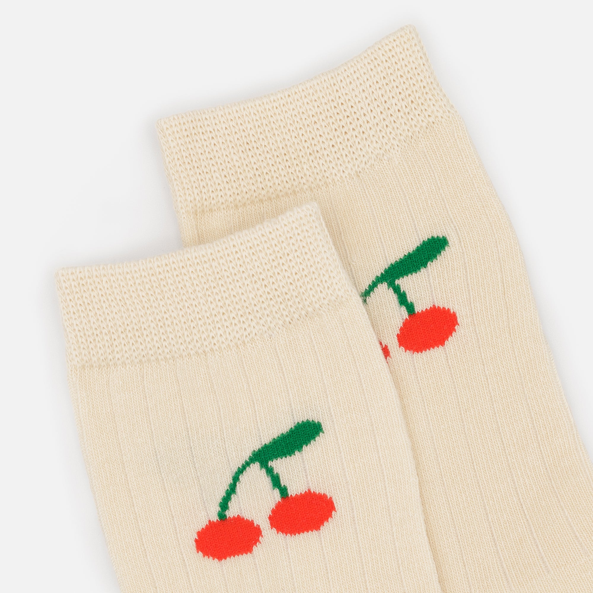 Cream ribbed socks with cherries