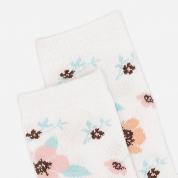 Load image into Gallery viewer, White stockings with pink and brown flowers
