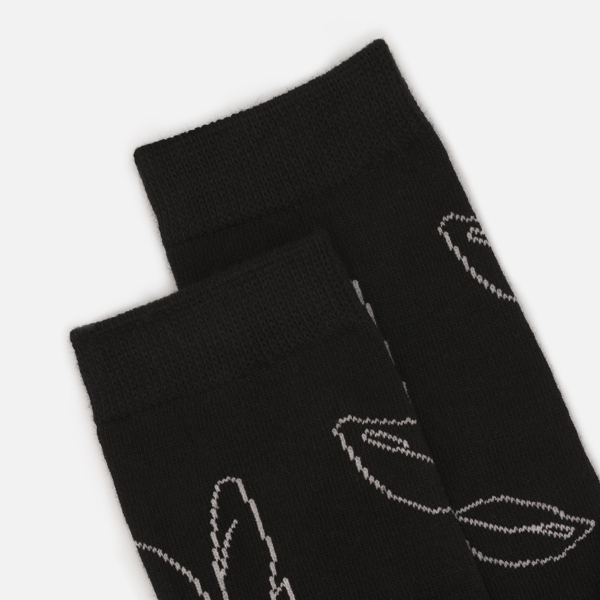Black stockings with linear floral pattern