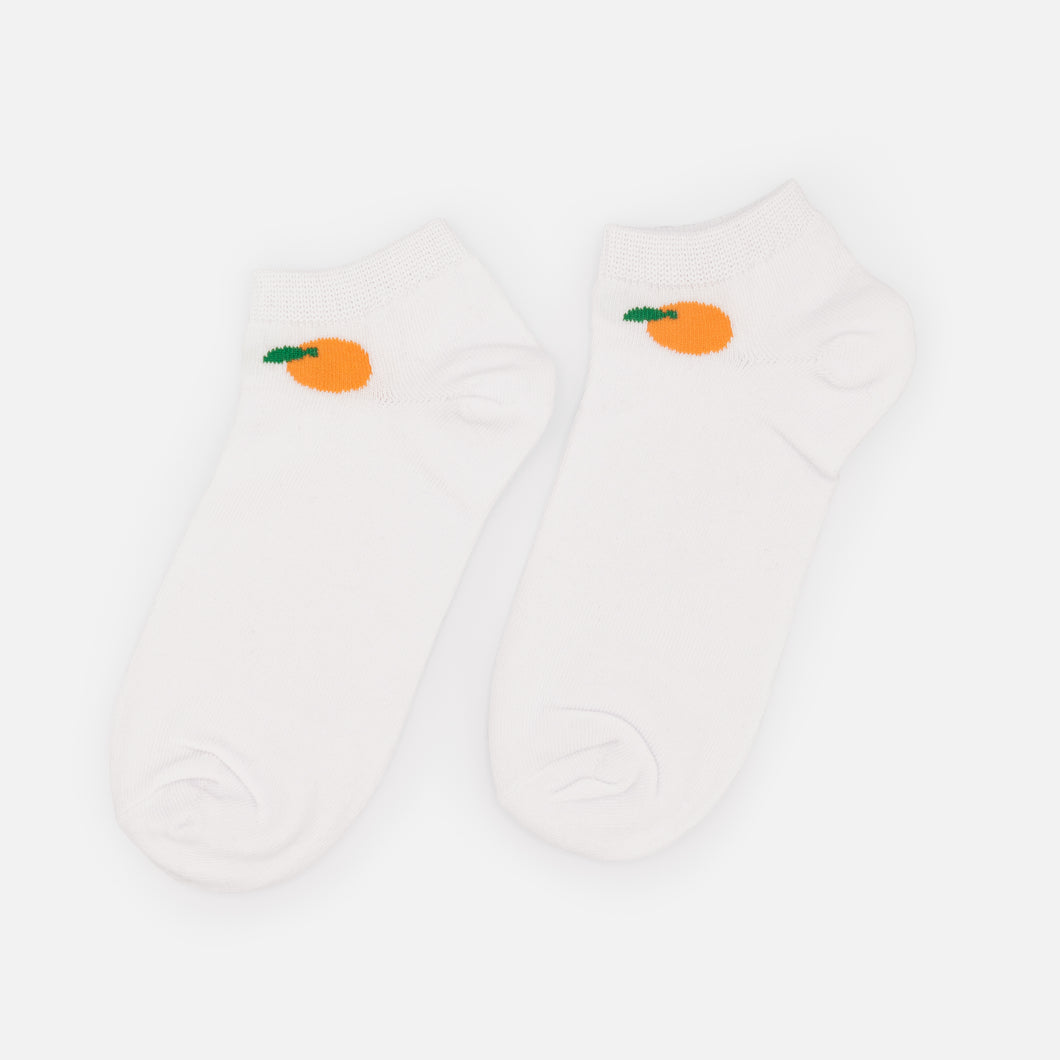 White ankle stockings with tangerines