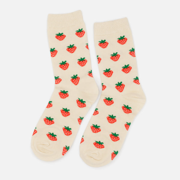 Load image into Gallery viewer, Cream stockings with small strawberries
