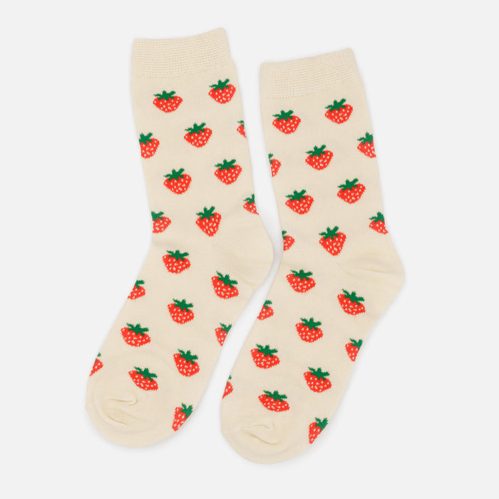 Bas crème avec petites fraises