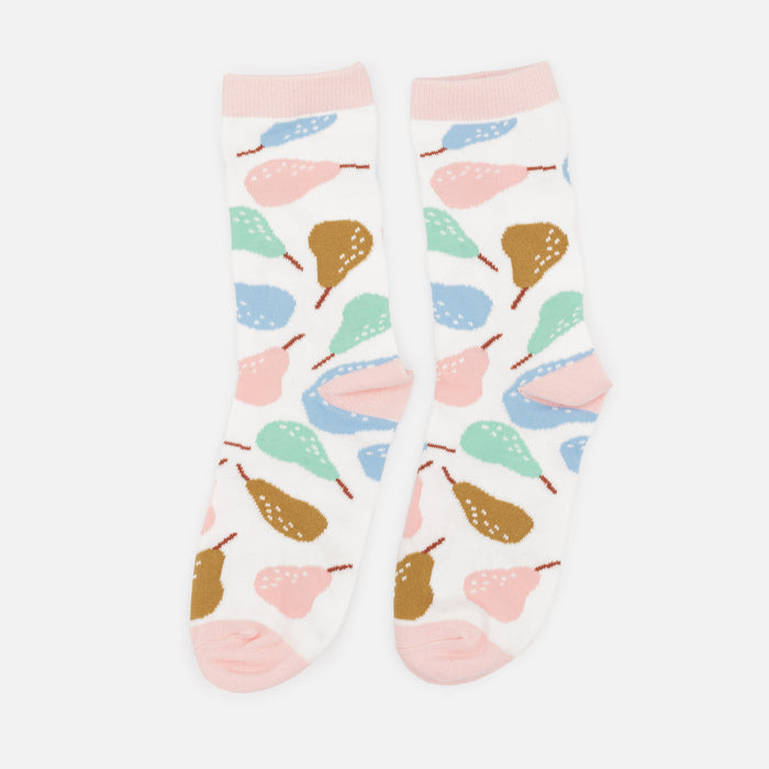 Bas blancs avec poires multicolores