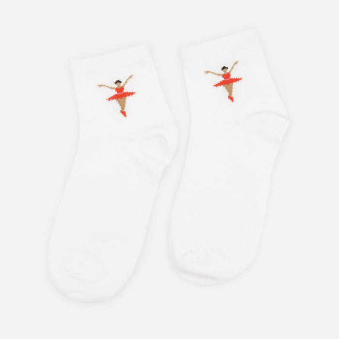 Bas cheville blancs avec ballerine rouge
