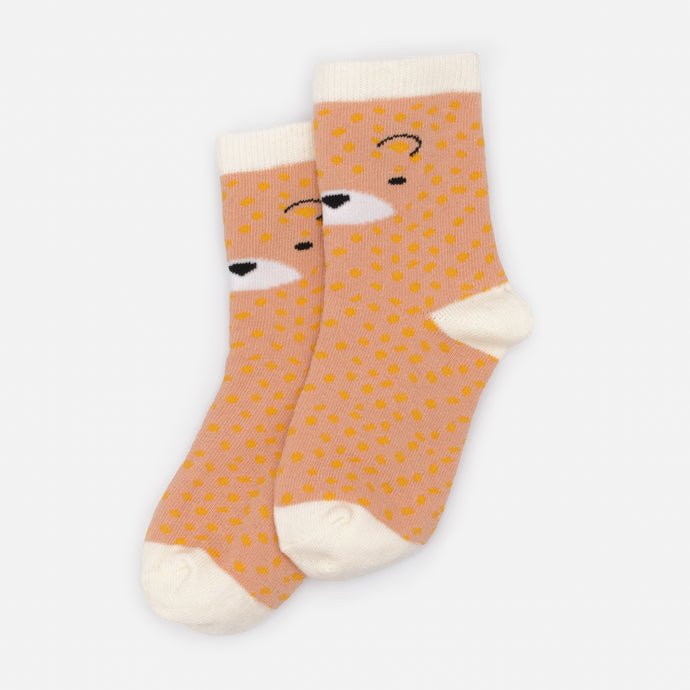 Orange & cream mini stockings with leopard face