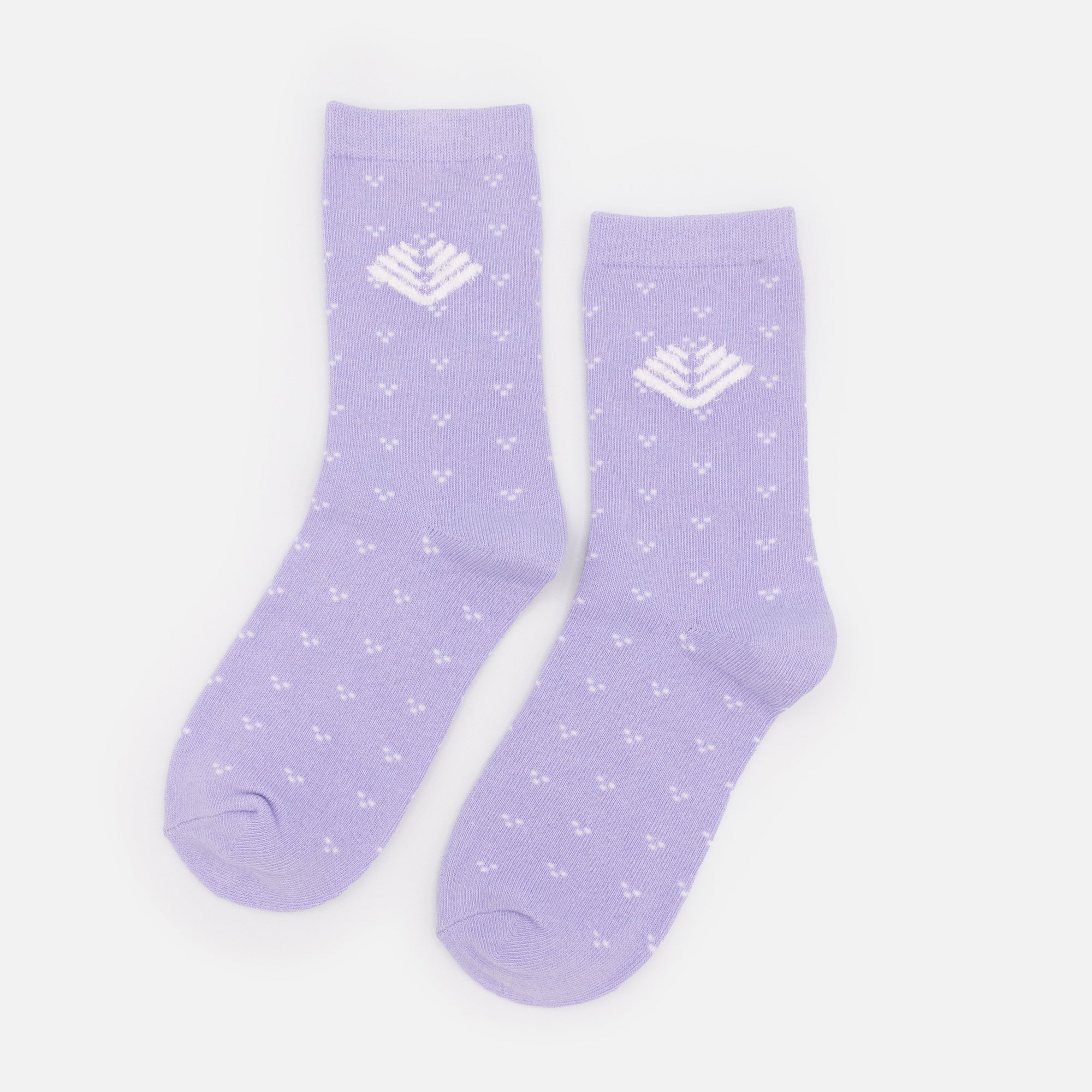 Bas lilas avec motif blanc doux