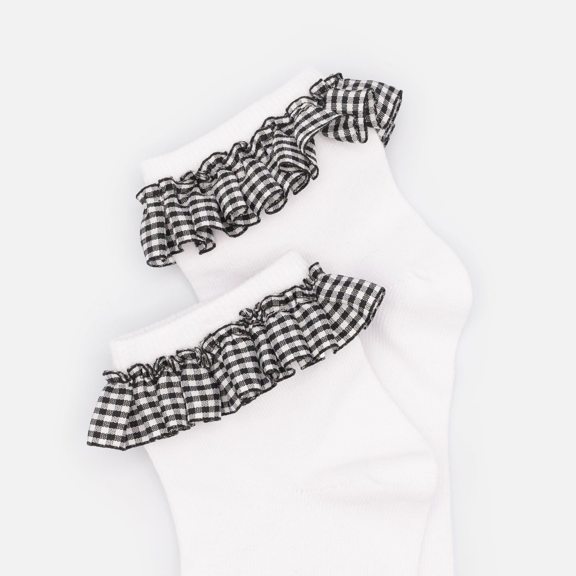 Bas cheville blancs avec dentelle à motif Vichy