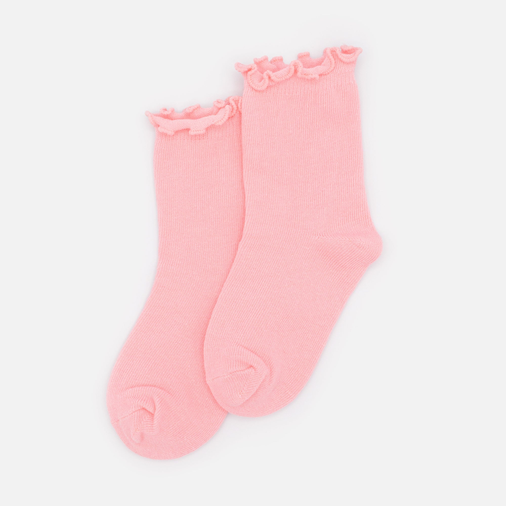 Mini bas cheville rose pâle à bordure ondulée