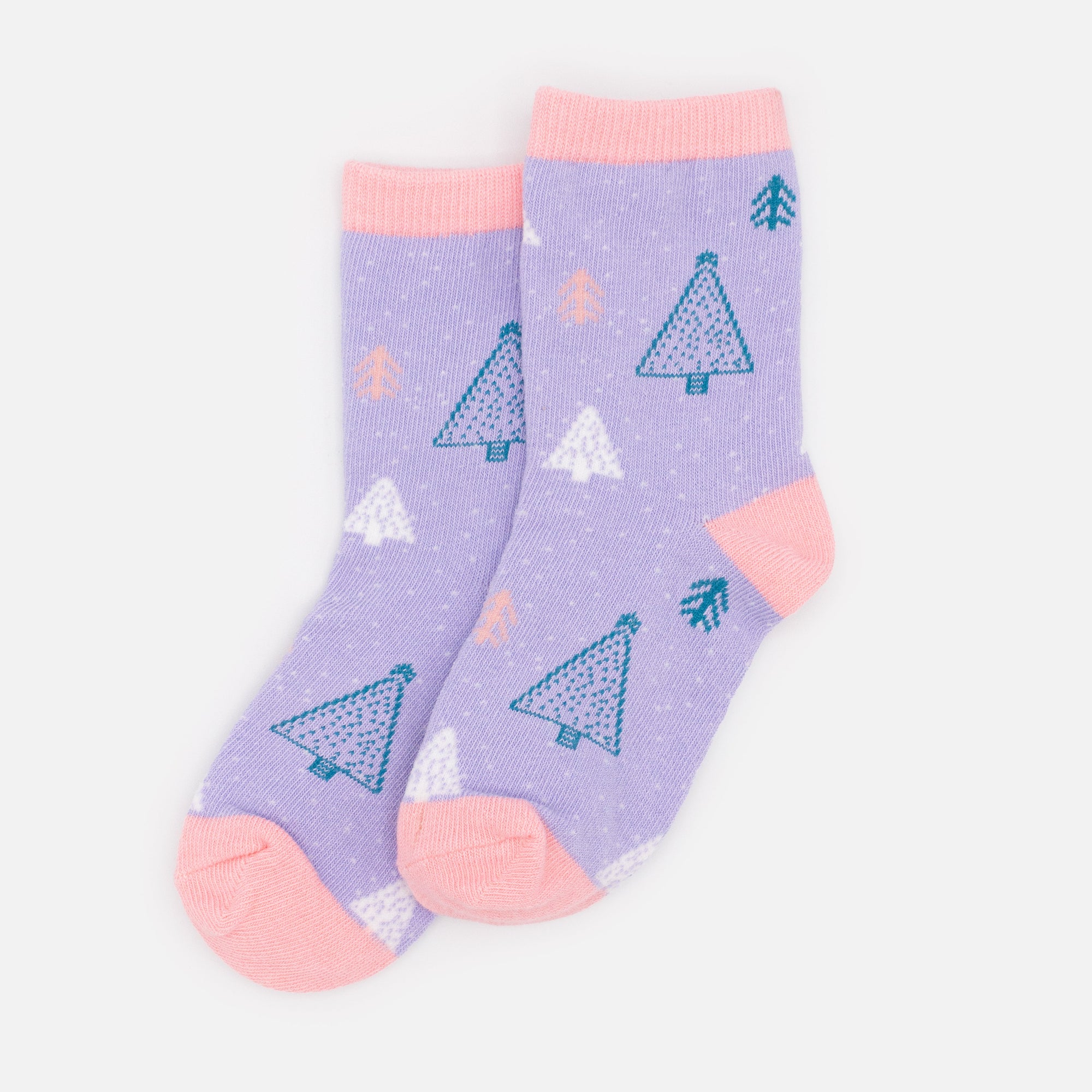 Lilac &amp; pale pink mini stockings with teal trees