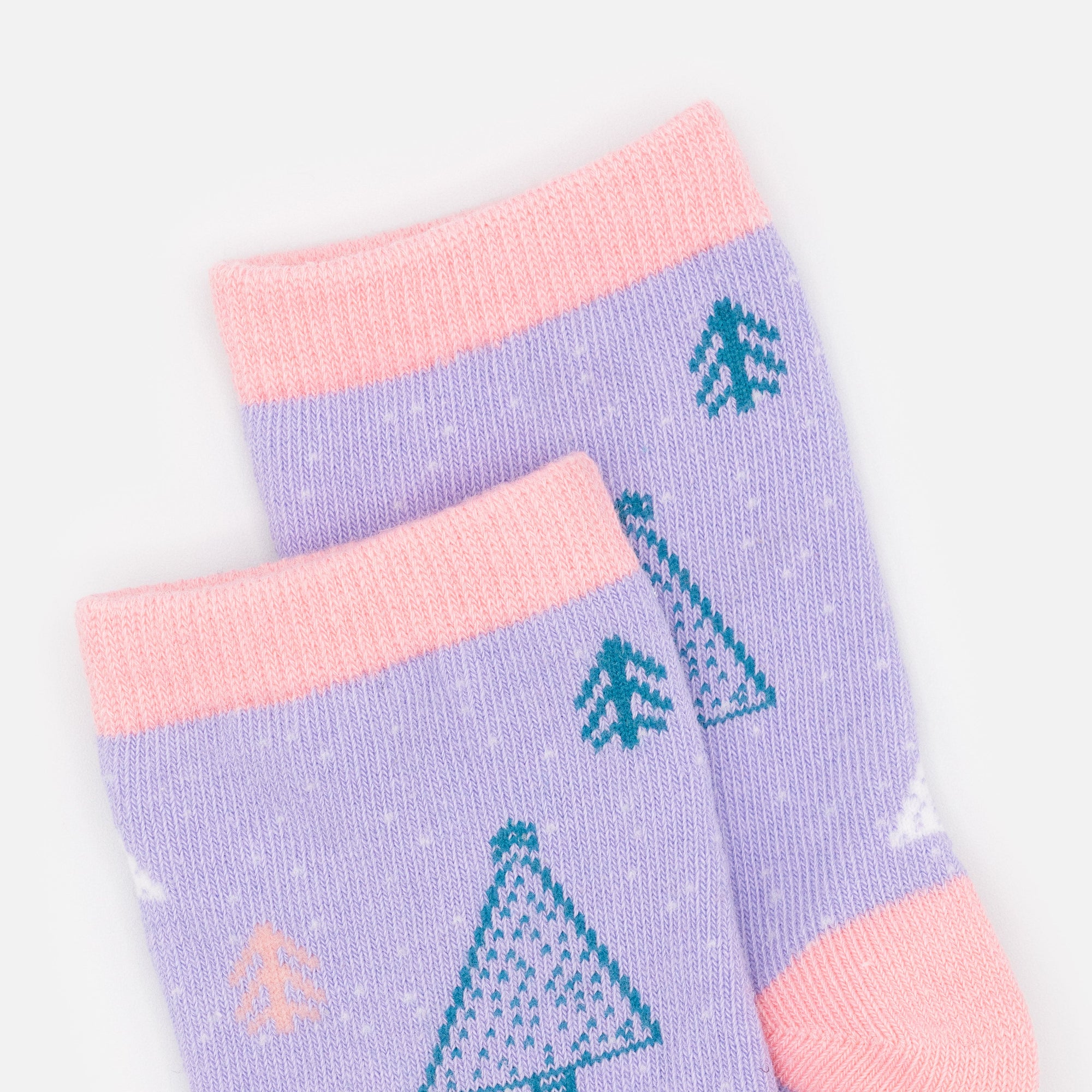 Lilac &amp; pale pink mini stockings with teal trees