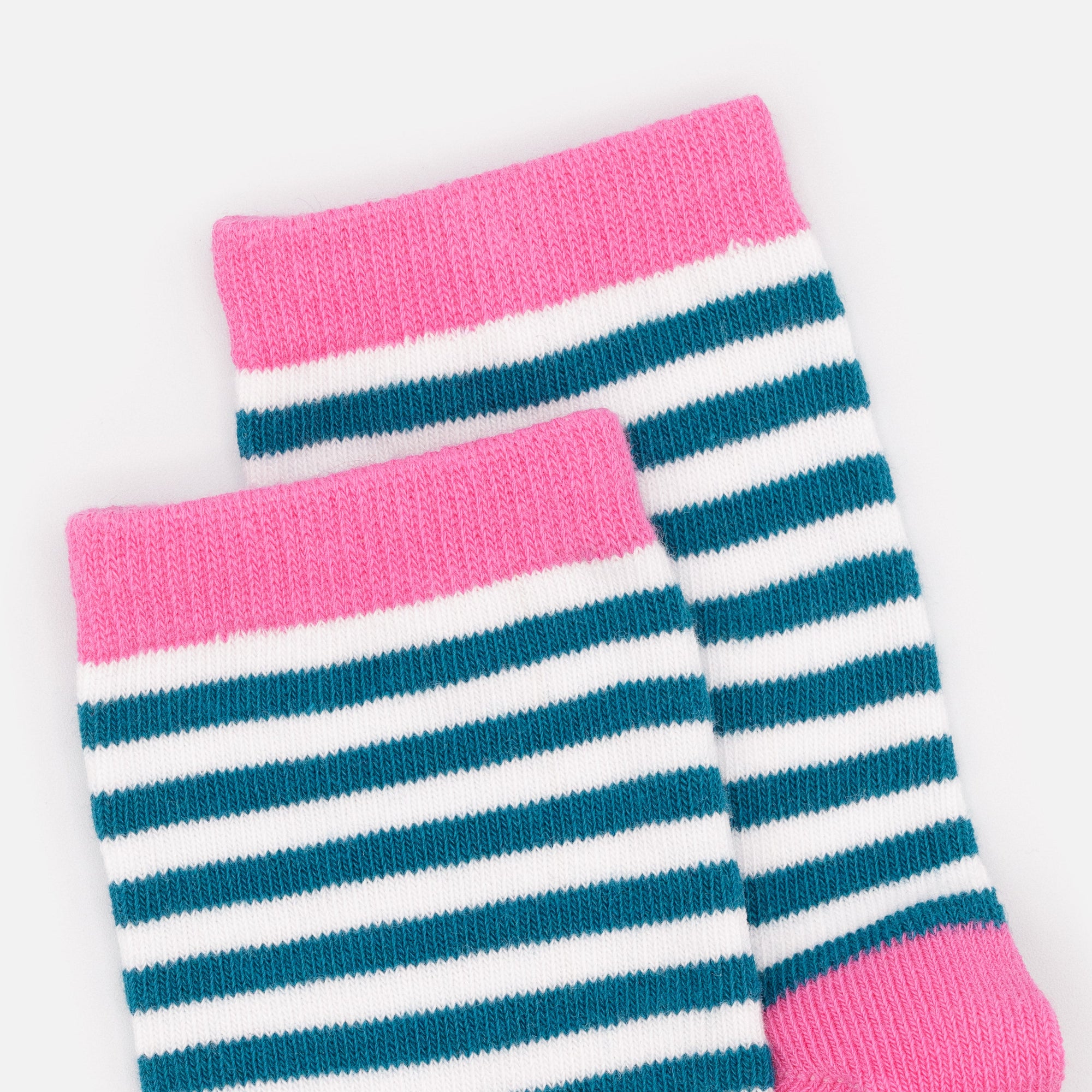 White &amp; pink mini stockings with teal stripes
