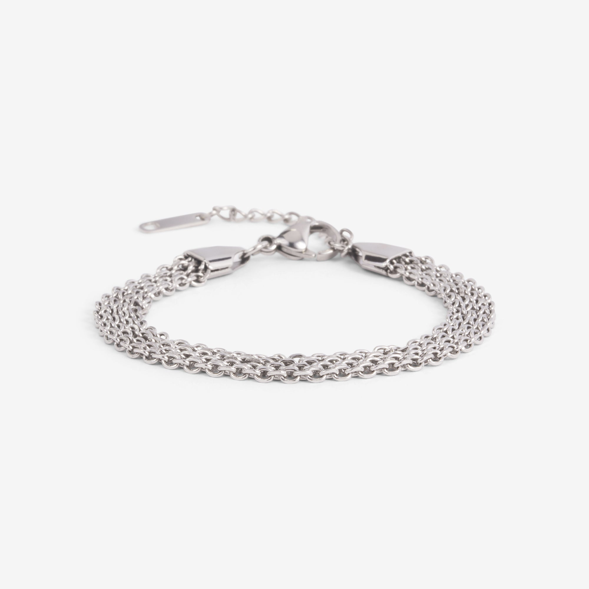 Silver quadruple chain bracelet in stainless steel