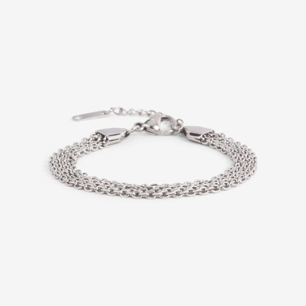 Load image into Gallery viewer, Silver quadruple chain bracelet in stainless steel
