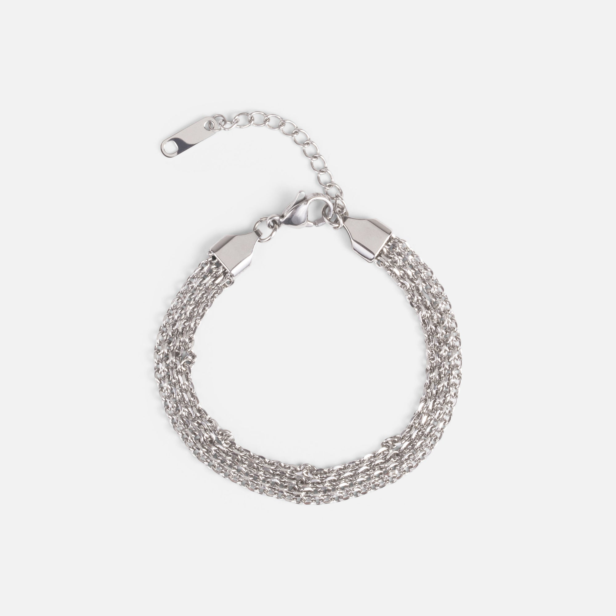 Silver quadruple chain bracelet in stainless steel