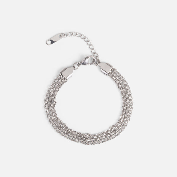 Load image into Gallery viewer, Silver quadruple chain bracelet in stainless steel
