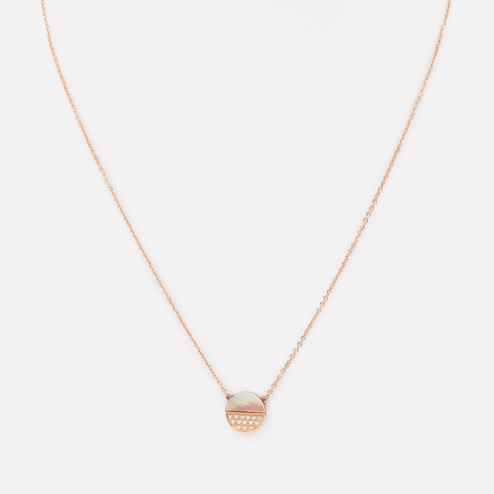 Pendentif rose doré cercle en acier inoxydable