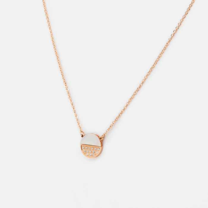 Pendentif rose doré cercle en acier inoxydable