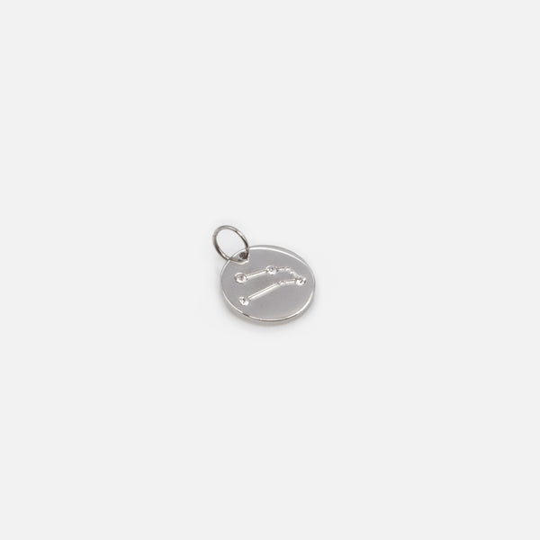 Load image into Gallery viewer, Small silver charm engraved zodiac constellation &quot;taurus&quot;
