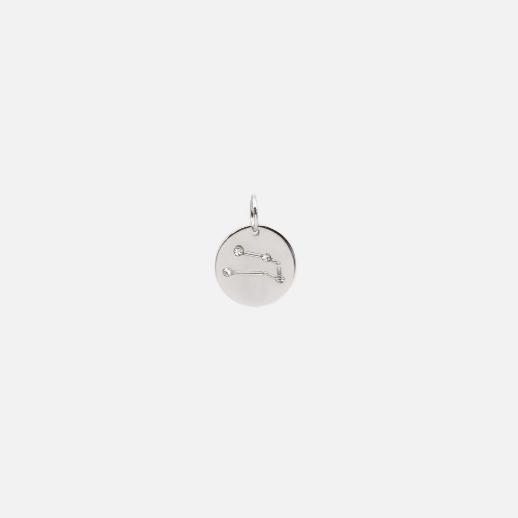 Small silver charm engraved zodiac constellation 