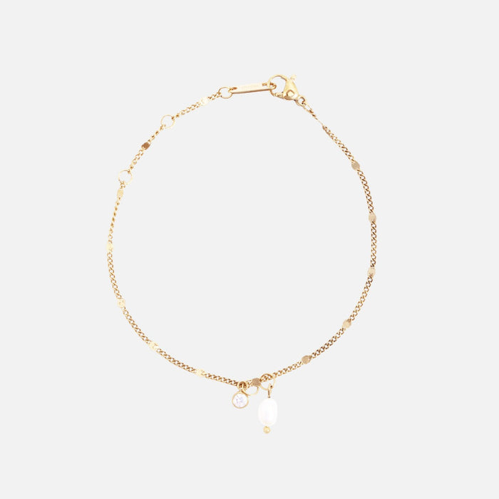 Bracelet doré pierre et perle en acier inoxydable