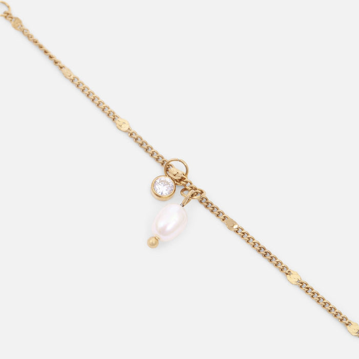 Bracelet doré pierre et perle en acier inoxydable