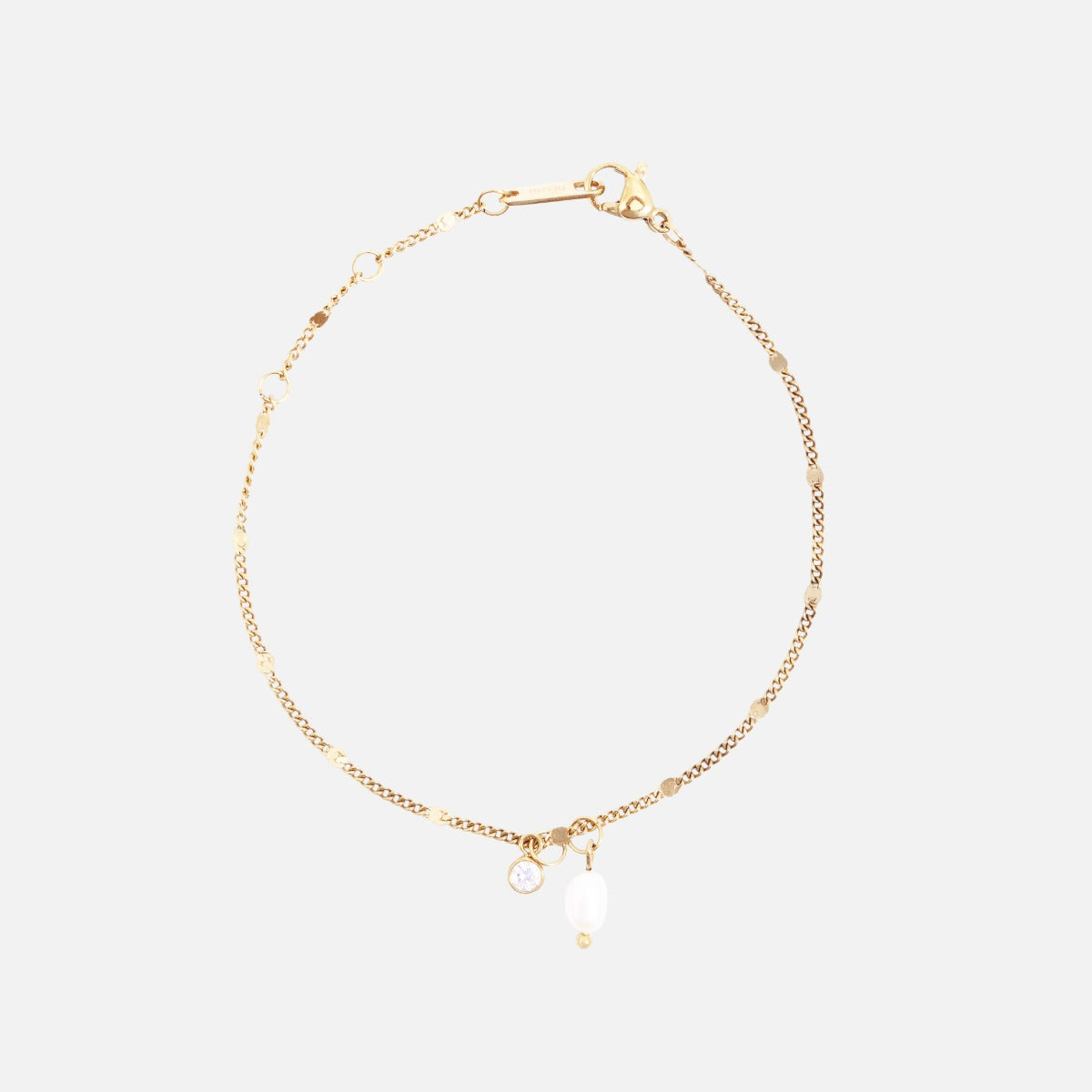 Bracelet doré en acier inoxydable avec pierres et perle