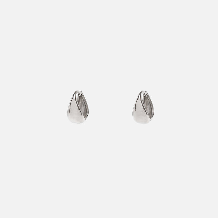 Boucles d'oreilles anneaux argentés à base large en acier inoxydable