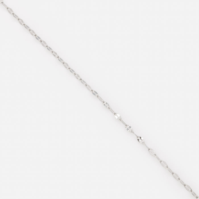 Silvered diamond link bracelet in stainless steel