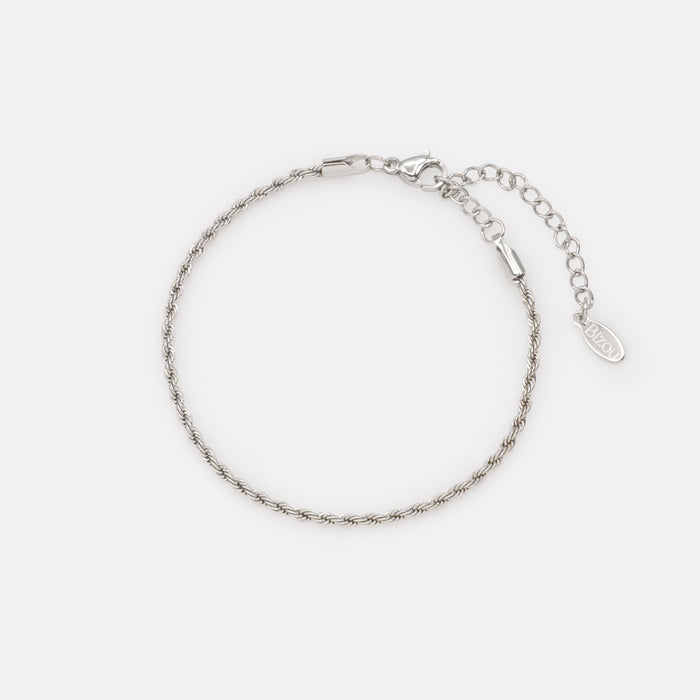 Bracelet argenté à maille torsade en acier inoxydable