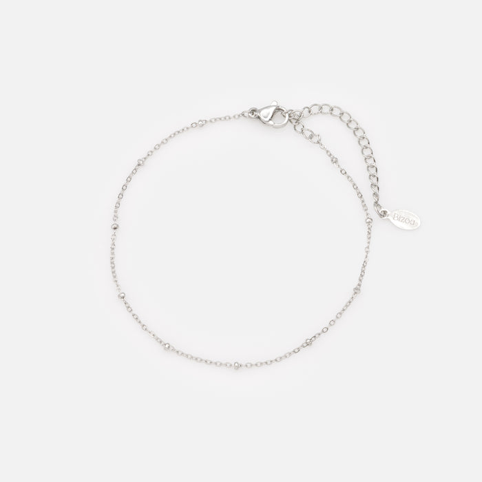 Bracelet argenté avec billes en acier inoxydable