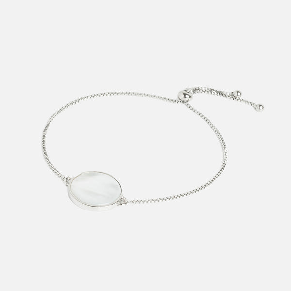 Load image into Gallery viewer, Silvered stainless steel bracelet with pearly circle
