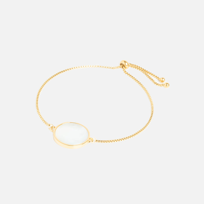 Bracelet doré avec cercle nacré en acier inoxydable