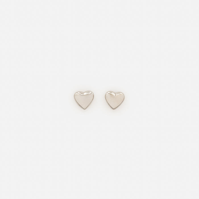 Stainless Steel Domed Silver Heart Earrings