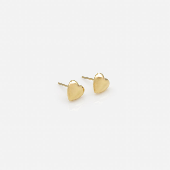 Boucles d'oreilles dorées coeurs bombés en acier inoxydable