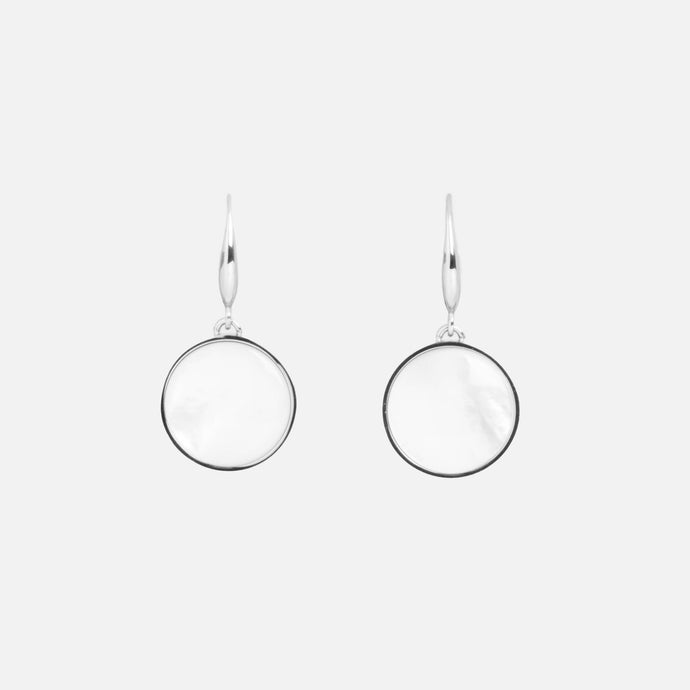 Stainless steel pearly silvered earrings