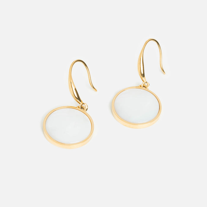 Boucles d'oreilles dorées nacrées en acier inoxydable