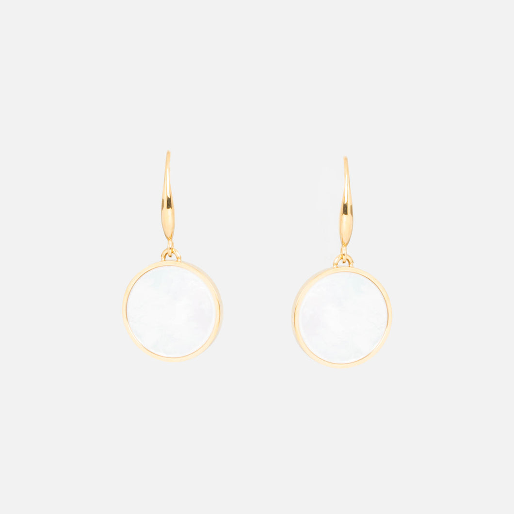 Stainless steel pearly golden earrings