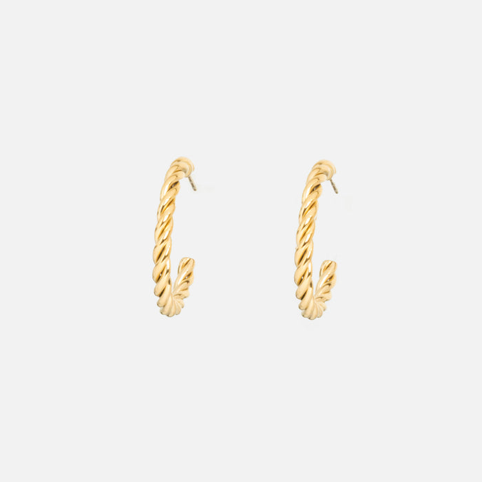 Boucles d'oreilles dorées anneaux tordus en acier inoxydable