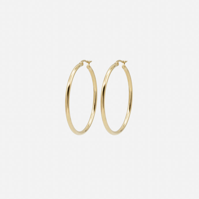 Boucles d'oreilles anneaux dorés 40 mm en acier inoxydable